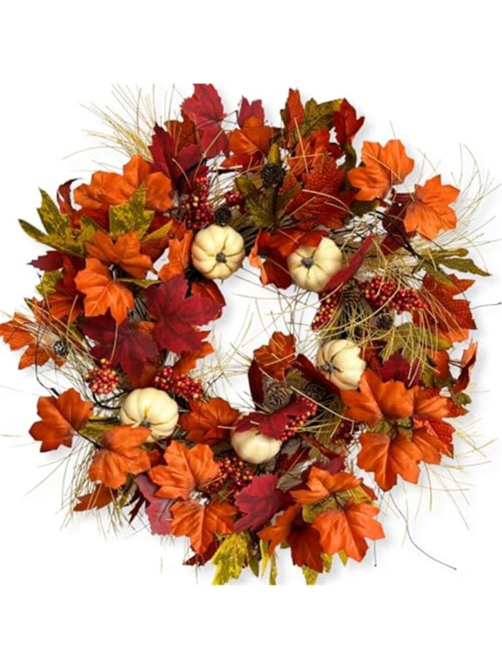 24 inch Fall Wreaths for Front Door with Pumpkin and Maple